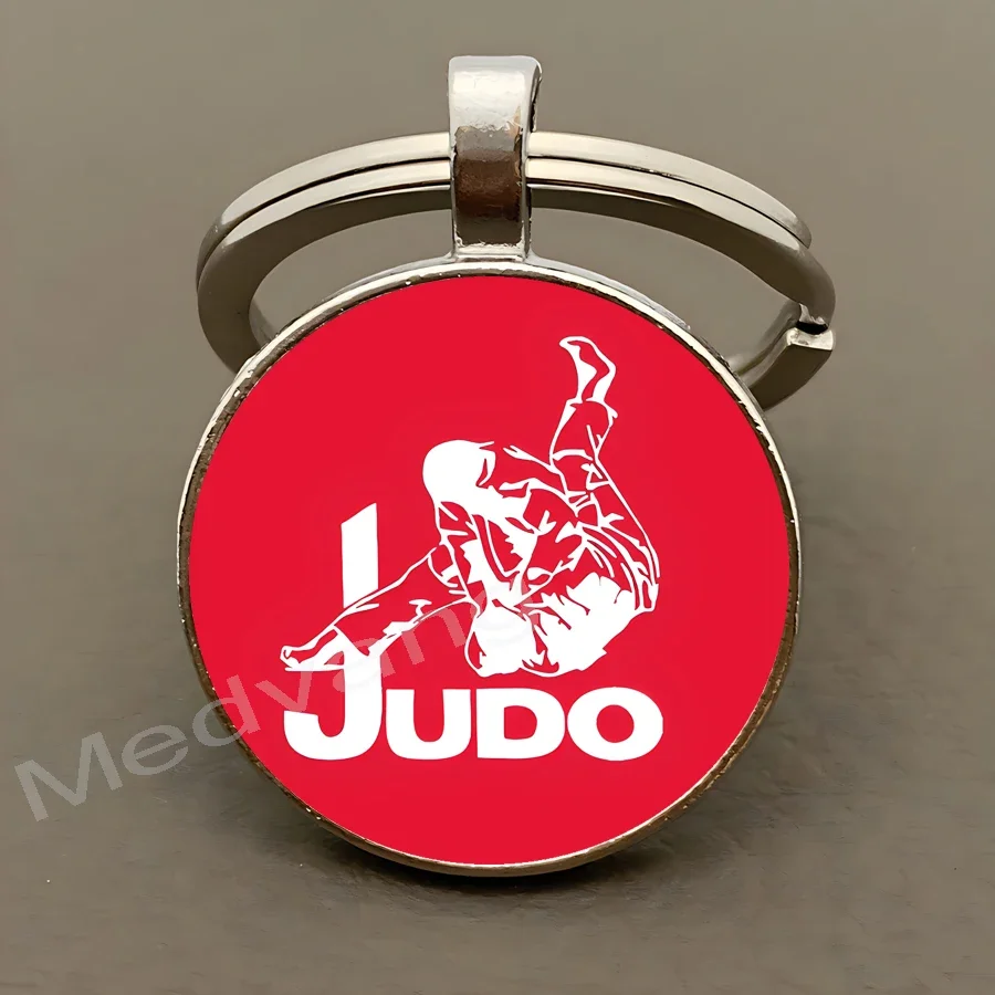 Hot selling I Love Judo Keychains Judo Karate Taekwondo Enthusiasts Glass Cabochon Keychain Club Gift