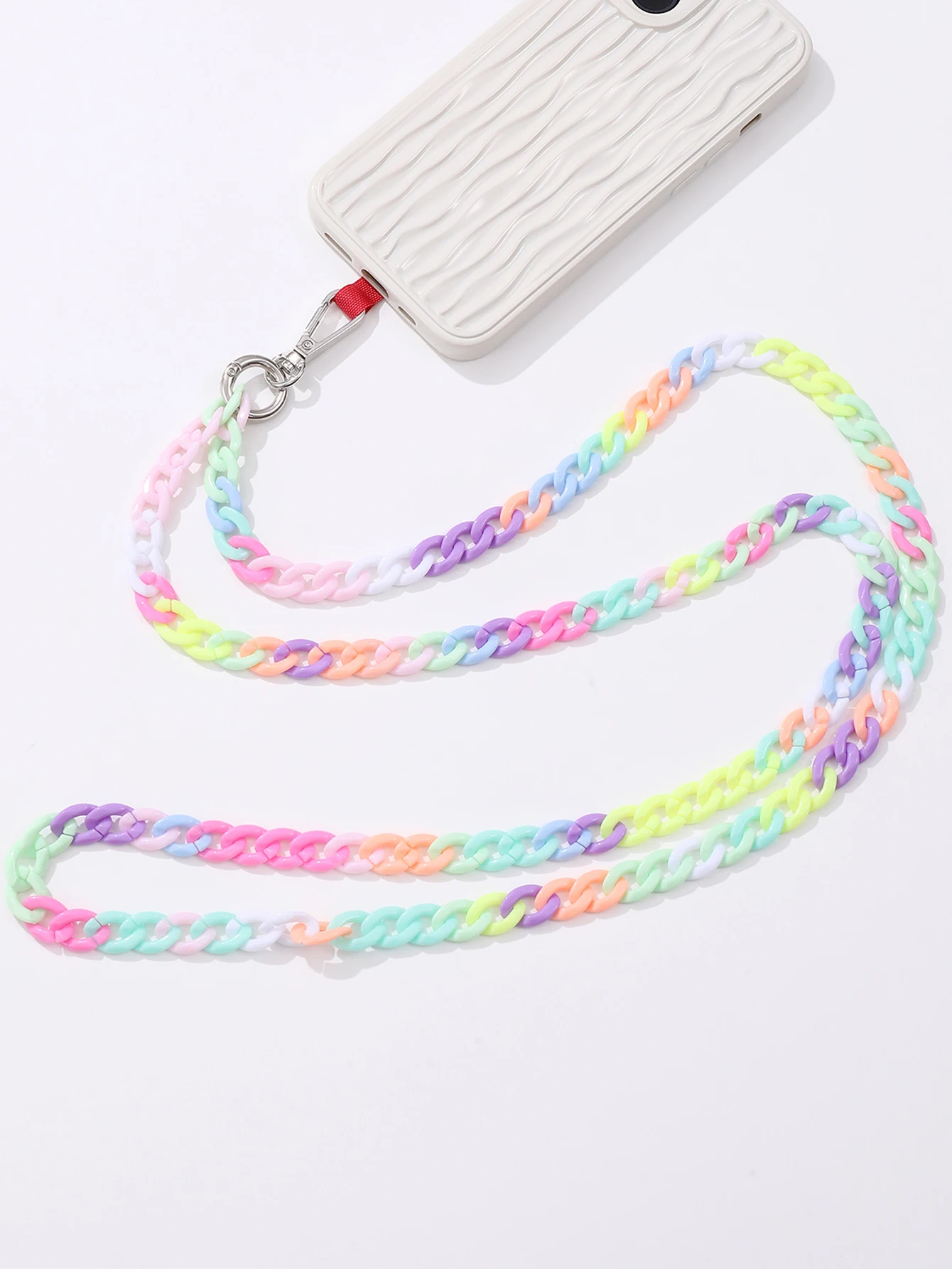Jelly Color Chain Colorful Acrylic Chain Long Oblique Cross Phone Hanging Rope