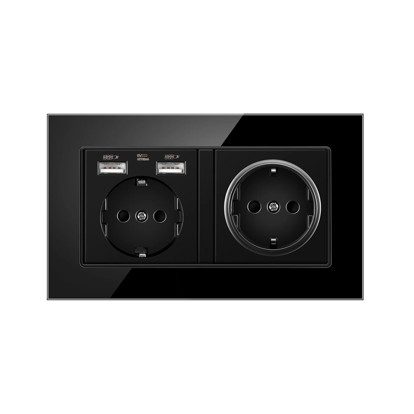 Moko Technology 16A EU Wall Power Socket with LED Indicator Grounded 16A Electrical Plug Double USB Socket CE OEM