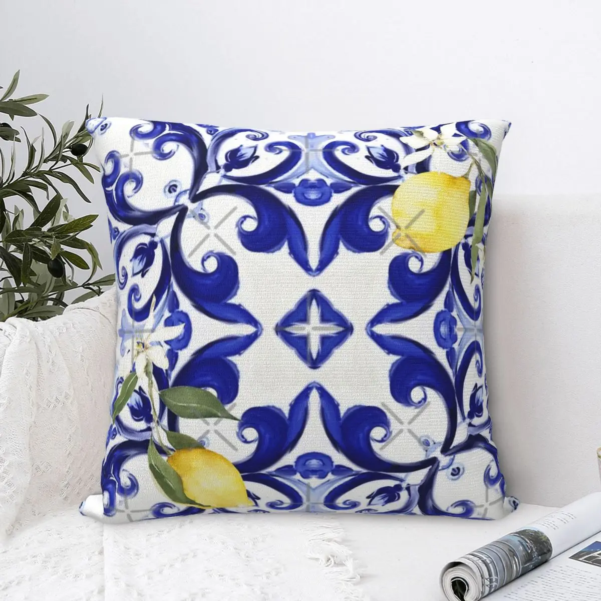 Summer,blue Tiles,mosaic, Pattern Pillow Case Pillow Cover Bedroom Body Pillow Personalized Polyester Cushion Cover