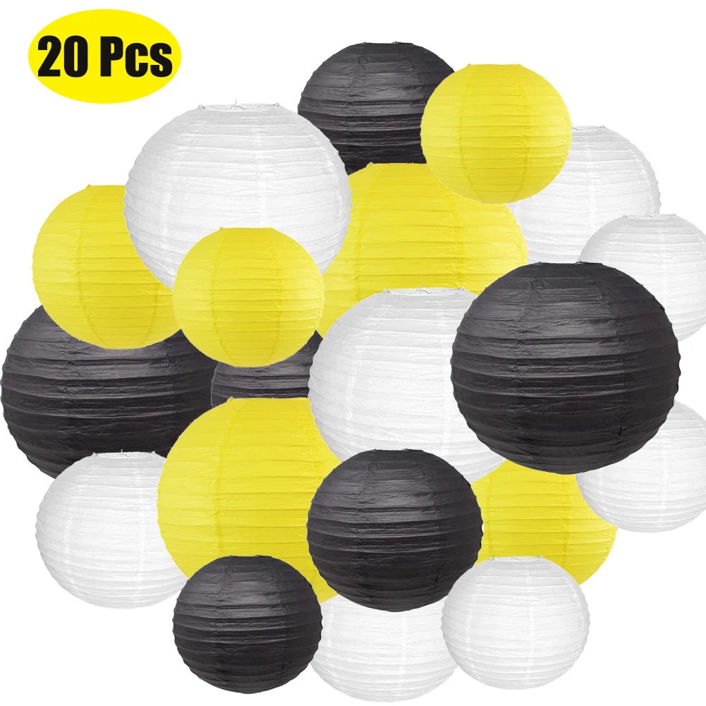 20 Pcs Paper Lanterns White Black Lemon Paper Lamp (8