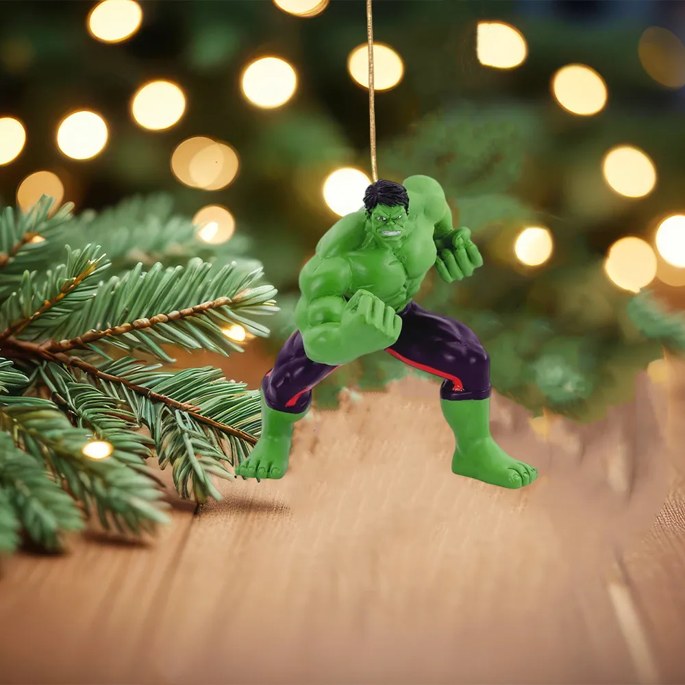 سبايدرمان أنيمي الشكل عيد الميلاد الحلي هالك أنيمي الكرتون الاكريليك طائرة شجرة عيد الميلاد الديكور ديكور المنزل الاطفال لعبة الهدايا