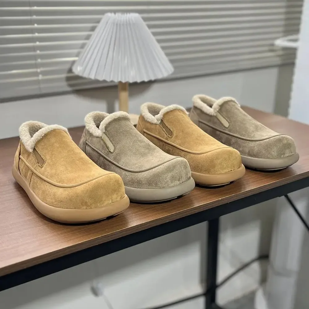 

Plus Size 45 46 Man's Winter Leather Casual Shoes Warm Thick Cotton Shoes One Foot Treading Non-slip Men's Lazy Shoes Sneakers