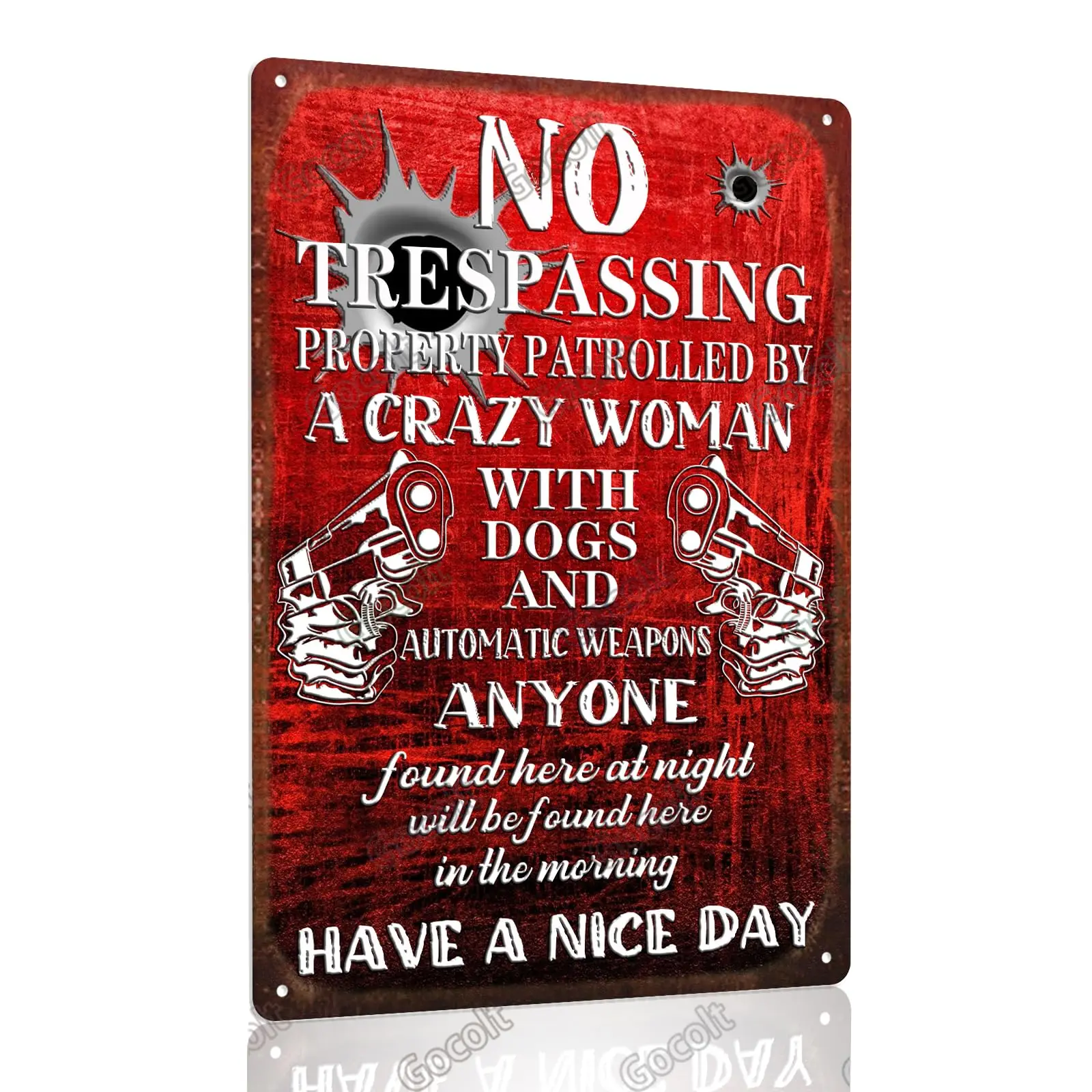 Gocolt No Trespassing Signs Private Property No Soliciting Yard Sign Beware Of Dog Warning For House Door Home Protected Sign -