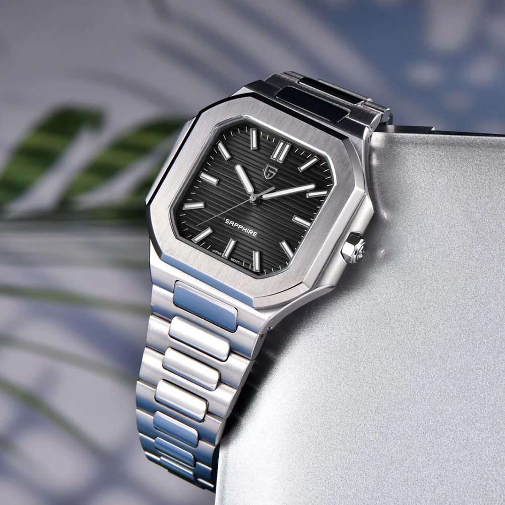 Reloj PAGANI DESIGN cuadrado de moda de cuarzo para hombre, reloj luminoso resistente al agua de acero inoxidable + caja de regalo, reloj Masculino