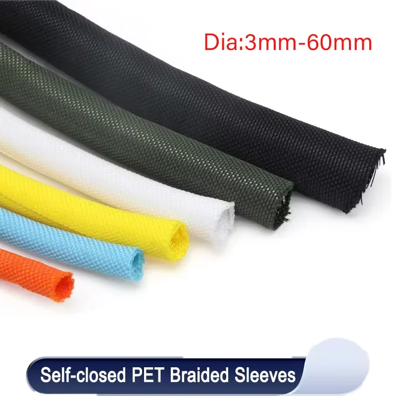 

1/2/5m Self Closing PET Expandable Braided Sleeve Insulated Wrap Self Close Sleeved Cable Protecter Self-Closed Cable Organiser