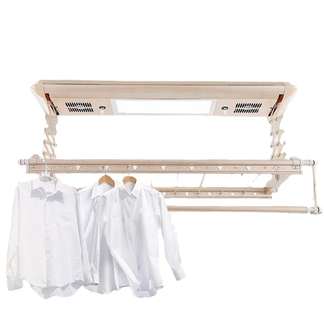 Intelligent Lift Clothes Dryer Telescopic Pole Ceiling Mounted Extendable Foldable Metal Laundry Drying Wardrobe Kitchen