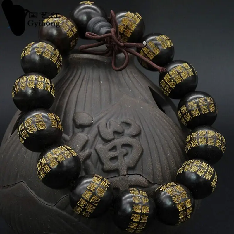 

Новинка 2025 года, браслет из черных бусин, ручка для медитации, четок