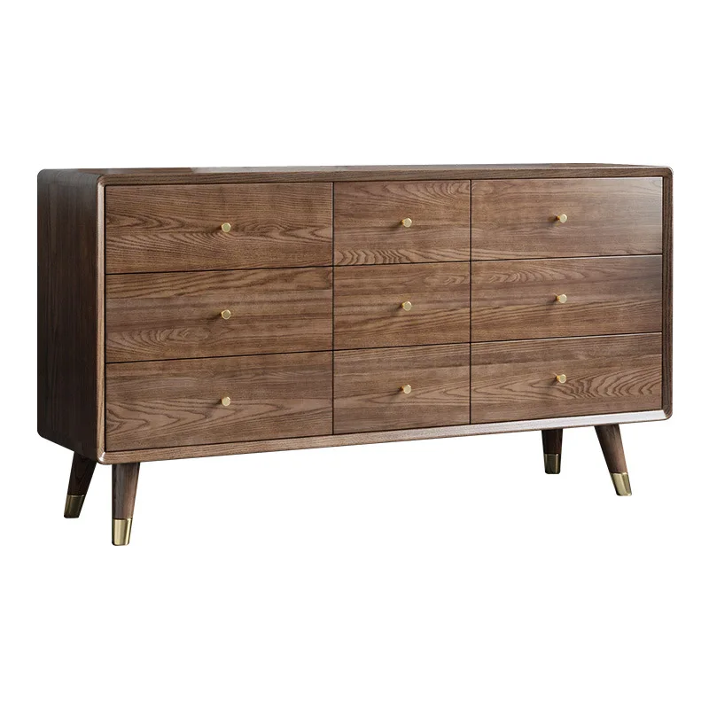 Armarios ligeros de lujo, muebles nórdicos de madera de fresno, cómoda para sala de estar