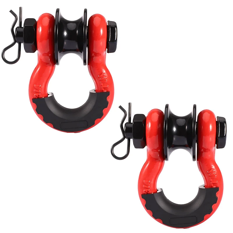 

3/4 "D-кольцевая скоба Блоки с фиксатором 29T Прочность разрыва Сверхмощные скобы Винтовой штифт для лебедки буксировочного ремня Восстановление внедорожников