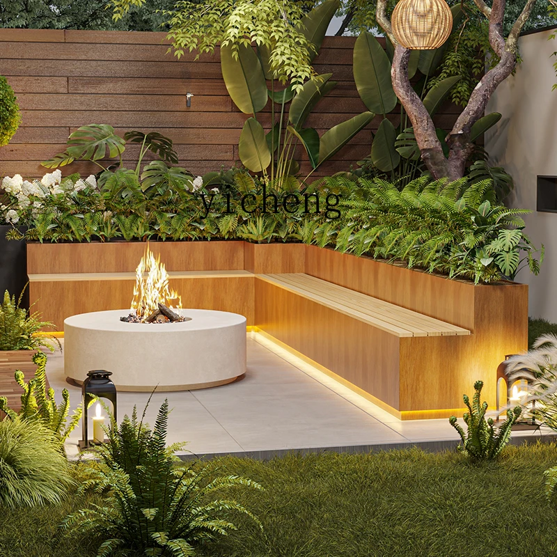 

LX outdoor garden landscape flower box balcony dill long planting box wrought iron flower bed flower box