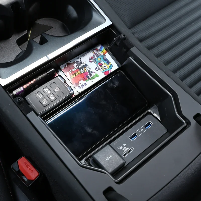 

ABS Black Car Center Control Armrest Box Storage Box Organize the pallet Car Accessories For Land Rover Discovery Sport 2020-24