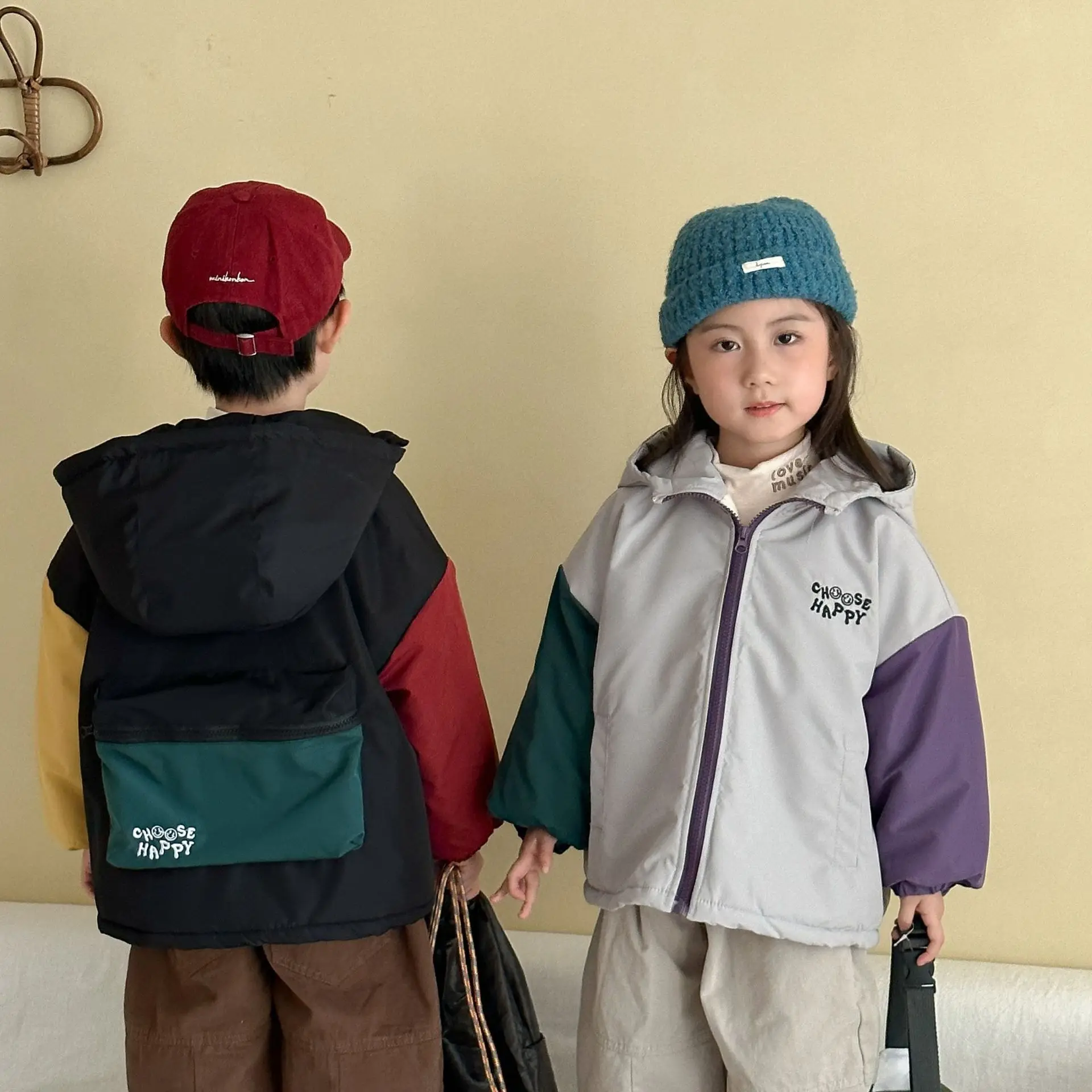 

Детские куртки на хлопковой подкладке, зима 209, парки для маленьких девочек, утепленная корейская флисовая теплая куртка с капюшоном для мальчиков, верхние пальто