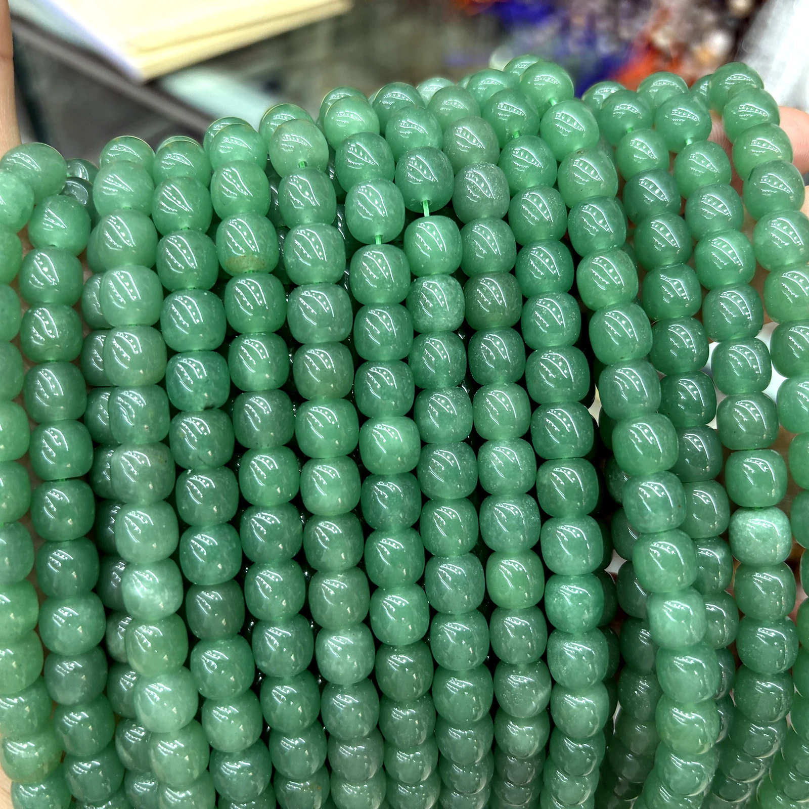 Natural Stone Green Aventurine Apple Shape Bead Smooth Loose Spacer Bead for Jewelry Making DIY Bracelet Necklace Accessory view 4