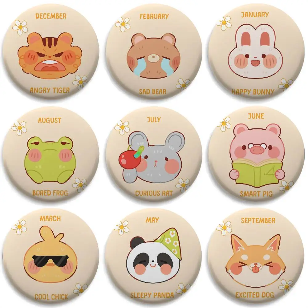 

Cute Cartoon Mood Animals Badges Round Exquisite Badge Brooches Creative Pins For Clothes Hat Backpack Gift Accessories