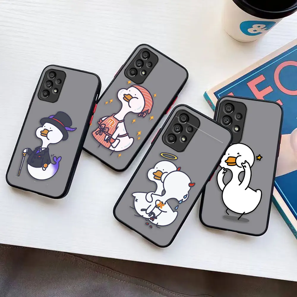 Matte Case for Samsung Galaxy A73 A72 A71 A53 A52 A51 A50 A42 A32 A33 A21S 5G 4G LITE Case Funda Coque Shell Funny Duck Cartoon