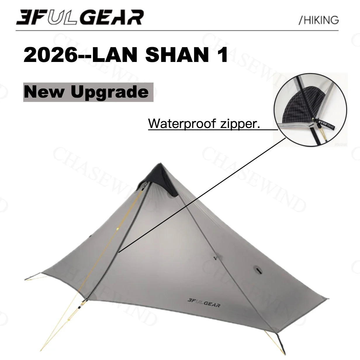 3F UL GEAR 2026 LanShan 1,Outdoor Ultralight Camping Tent 1 Person Professional 15D Silnylon Waterproof ZIP Rodless Tent