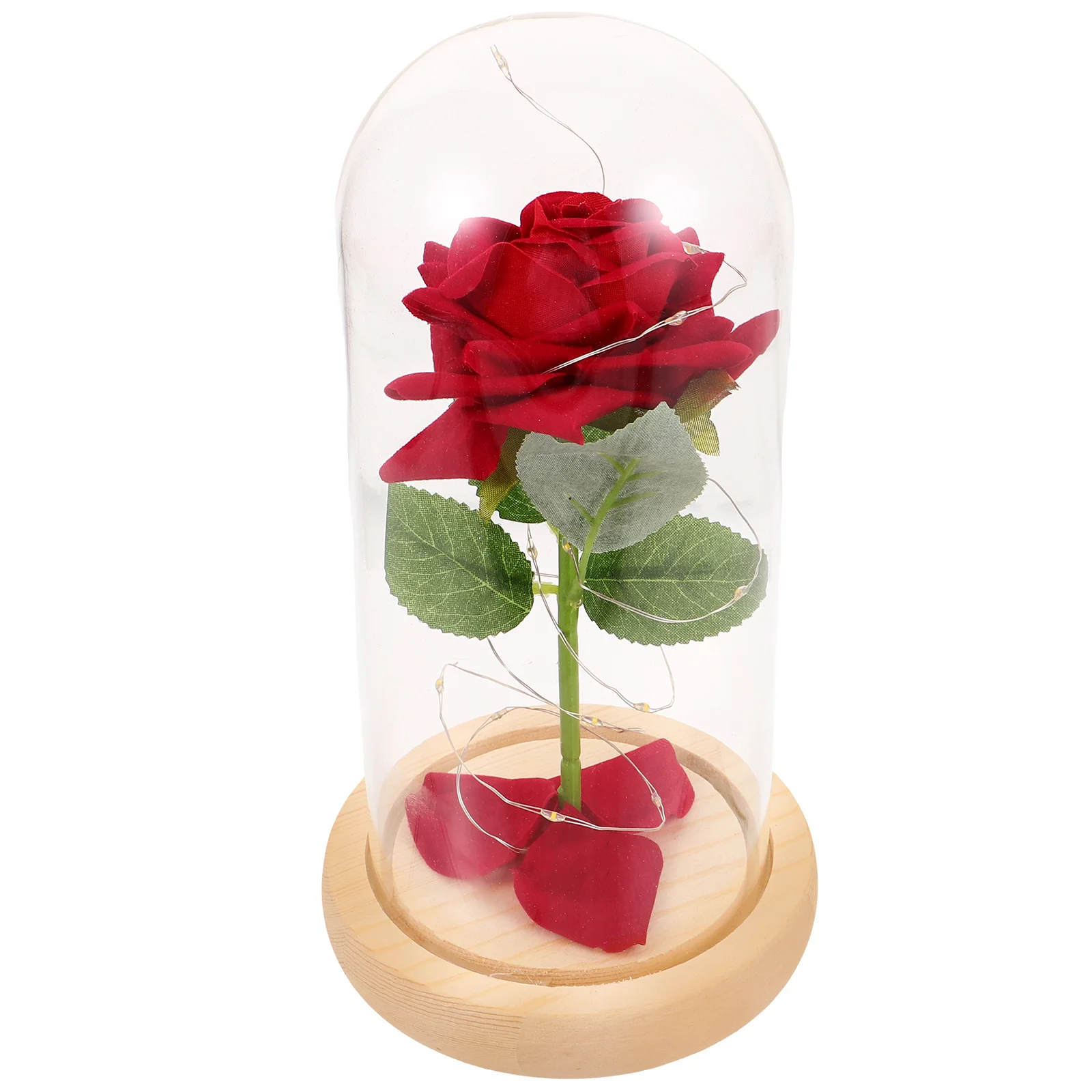 

LED Night Light Ornaments Glass Cover Lamp Simulation Feel Rose Flower Decorative Birthday Gifts Flowers