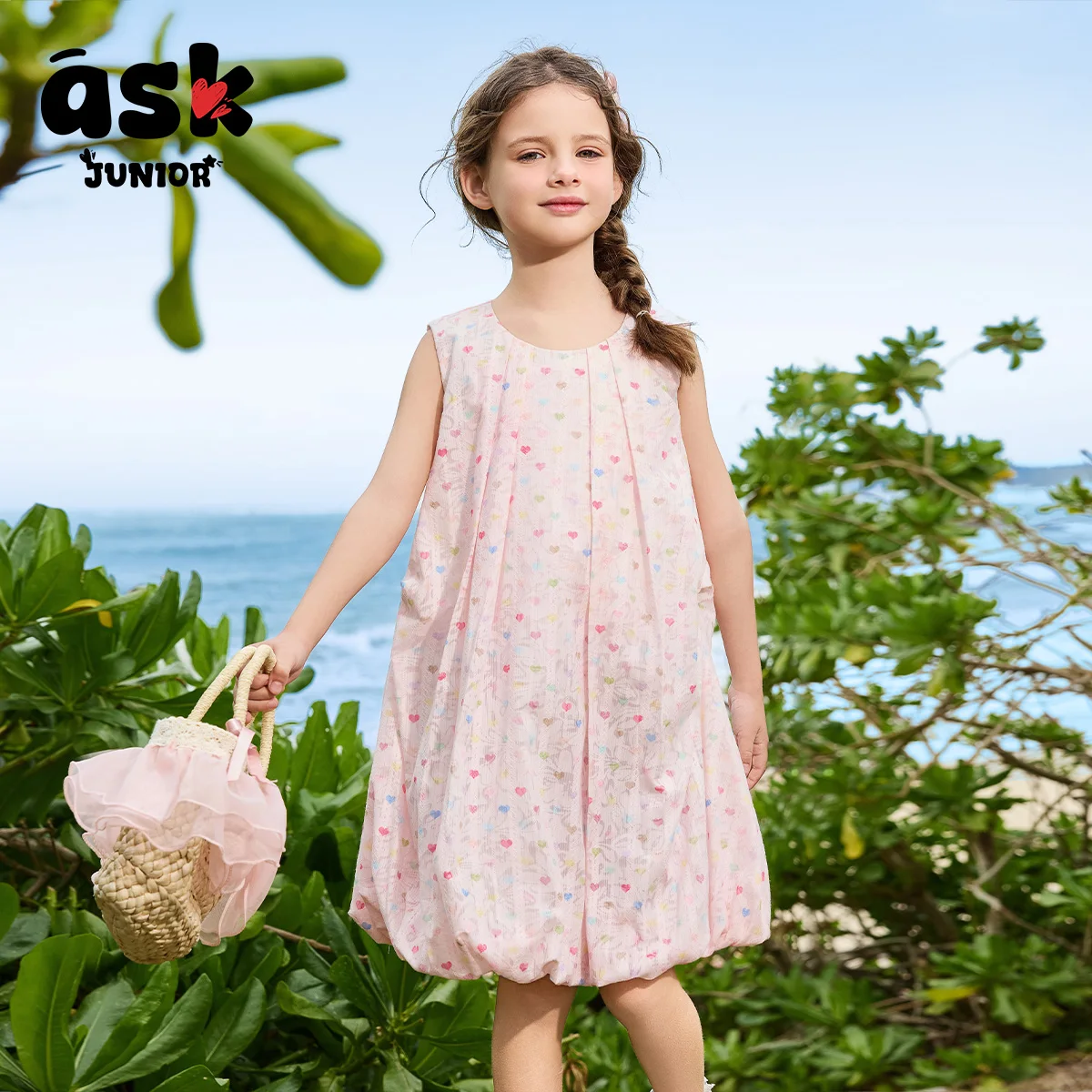 فستان بناتي صيفي بدون أكمام مطبوع عليه نقاط بولكا ملونة للأطفال #1