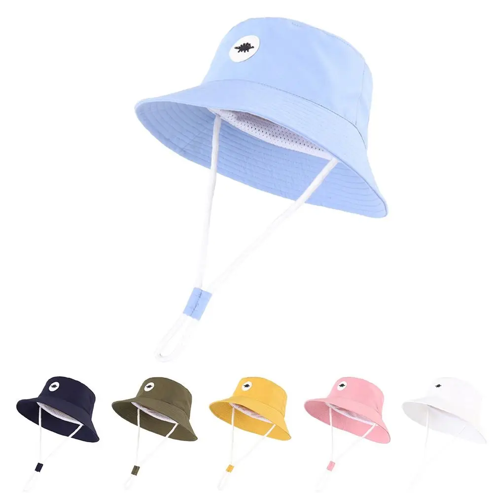 

Cute Solid Color Kids Baby Sun Hat Adjustable Dinosaur Pattern Toddler Bucket Hat Sun Protective Wide Brim Children Beach Hats