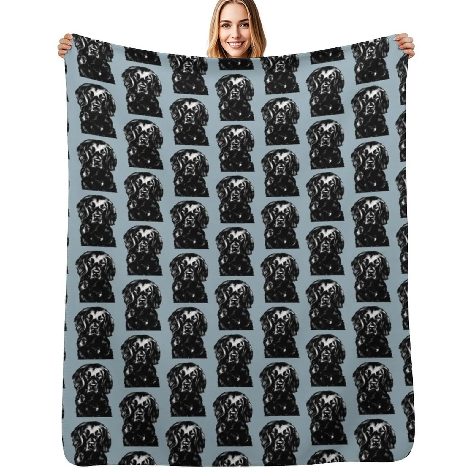 Flat Coated Retriever ~ Black and white Throw Blanket Thermal Sofa Throw blankets ands Beautifuls Shaggy Vintage Blankets