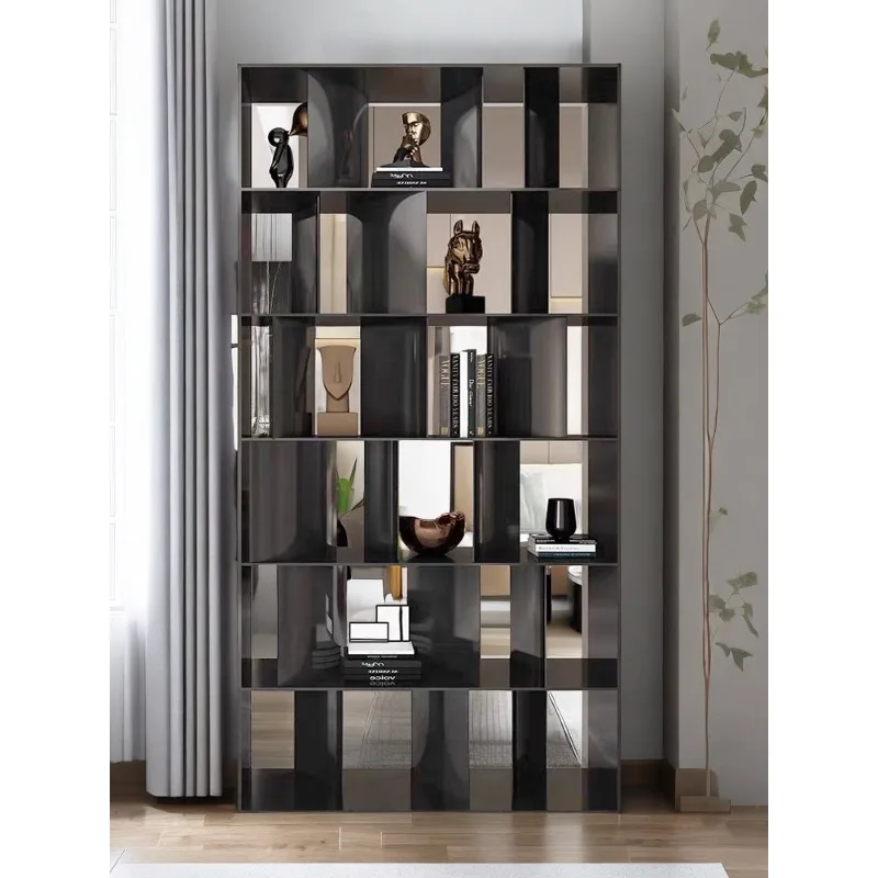 

Solid steel plate cabinet multi-layer villa bookcase designer