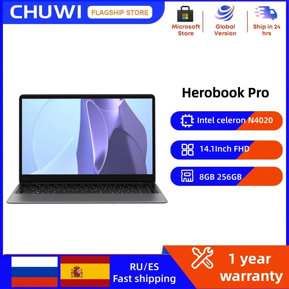 Máy Tính Bảng CHUWI HeroBook Pro Laptop Màn Hình IPS 14.1 Inch RAM 8GB SSD 256GB Intel Celeron N4020 2 Nhân Windows 11 Hệ Thống Máy Tính PC