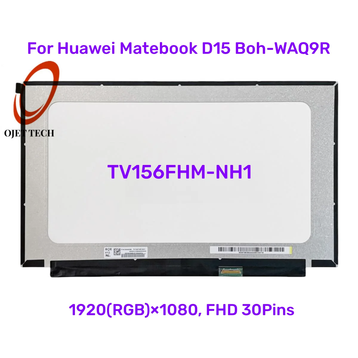 For Huawei Matebook D15 Boh-WAQ9R LED Display Panel Replacement 15.6''1920x1080 FHD IPS 30 Pins EDP LCD Screen TV156FHM-NH1