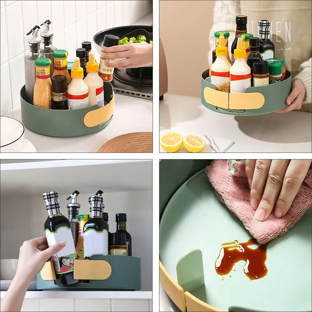 

Rotating Spice Rack Kitchen Storage Holder Condiment Bottle Seasoning Jar Snack Plate Drawer Safe Eco Material Home