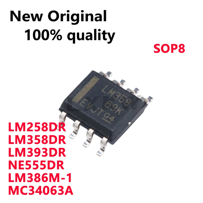 LM258DR LM258 LM358DR LM358 LM393DR LM393 NE555DR NE555 piezas MC34063A SOP8 Original, 50/LM386M-1, nuevo, en Stock