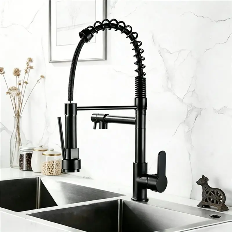 DT39 Silver Kitchen Faucet with Pull Down Sprayer Dual-Mode Spray 360 Swivel Spout Commercial Style for Kitchen Sink