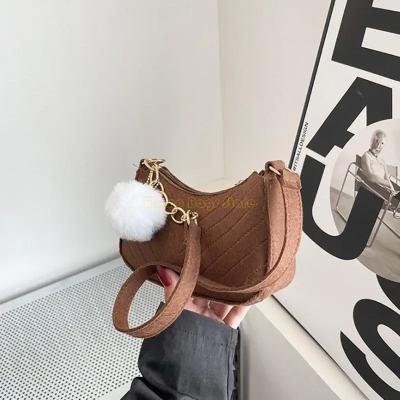 

X90D Stylish Women's Shoulder Bag Zipper Felt Handbag Casual Tote Bags for Daily Use