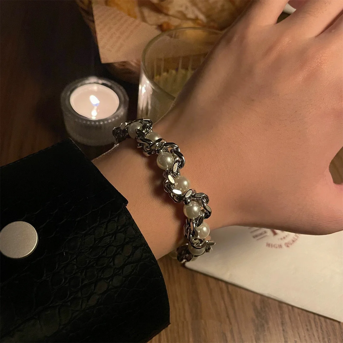 Edelstahl Perlen Kette Armband Für Frauen Männer Trend Silber Farbe Y2K Hip Hop Schmuck Geschenk Freunde Liebhaber Zubehör