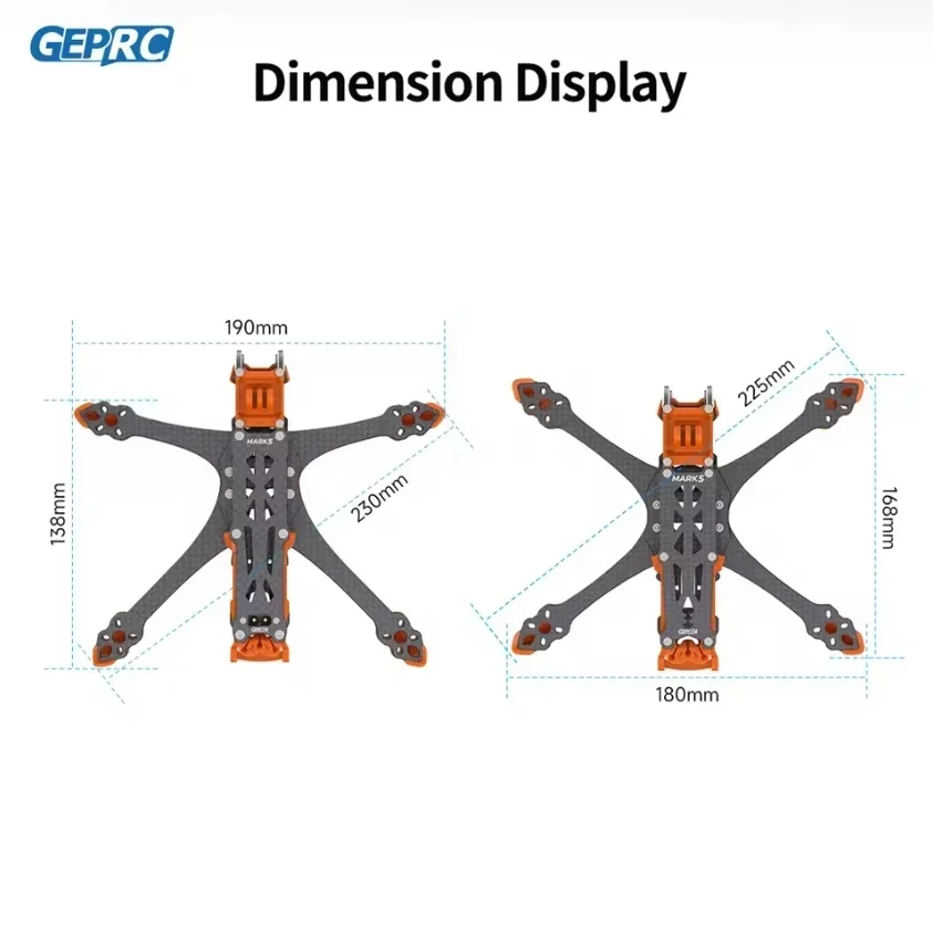 New GEPRC GEP-MK5 O4 Pro DC Mark5 Wide X Frame 5Inch Drone Carbon Fiber RC FPV Quadcopter Helicopter Replacement Accessories