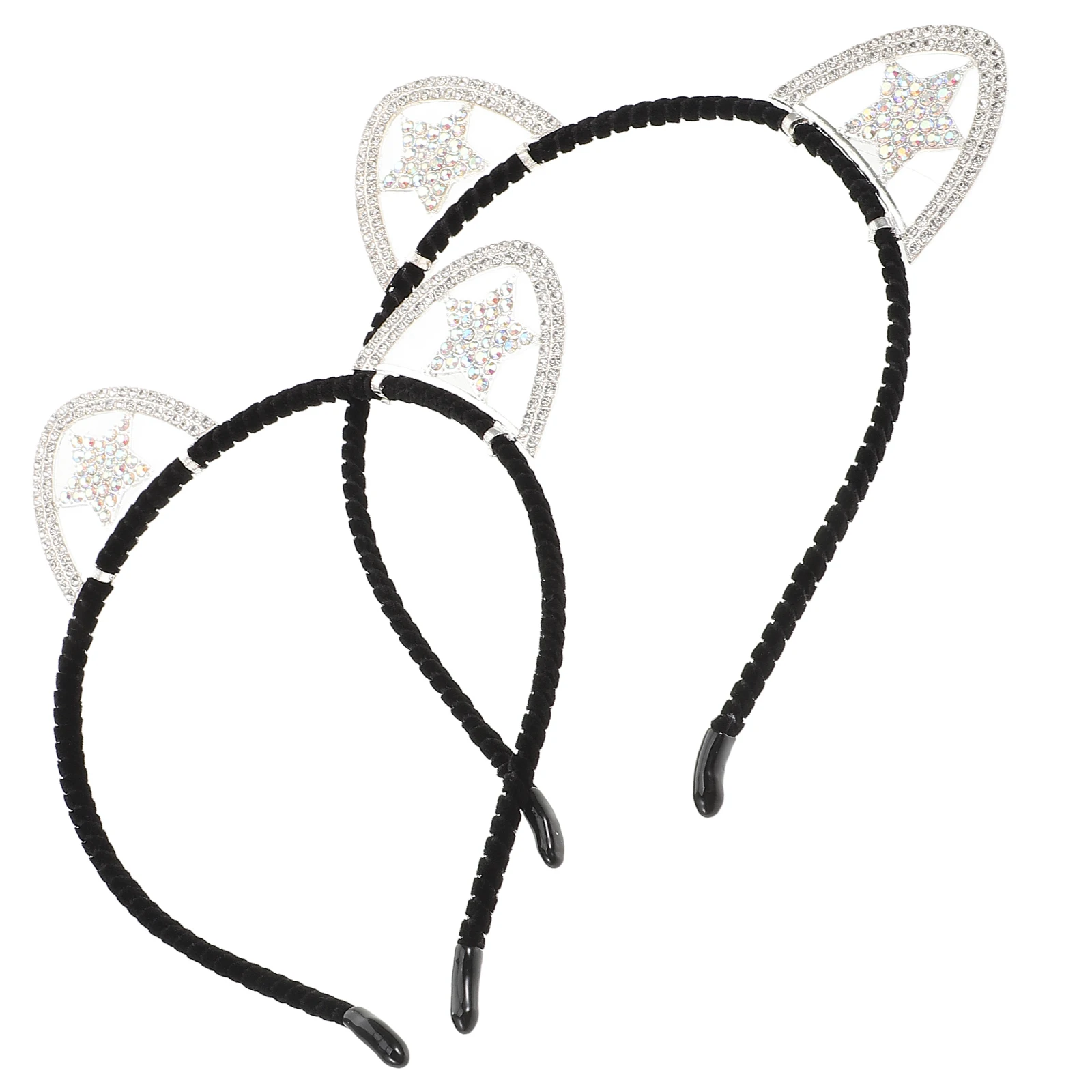

2Pcs Cat Rhinestone Hair Headb Women Wedding Accessories Girls Glamorous Elegant Metal Hair Piece Alloy