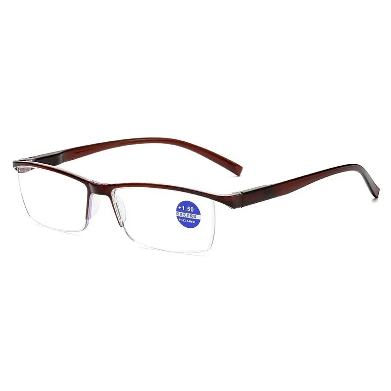 Ahora Ultralight Square Half Frame Reading Glasses Presbyopic Glasses Men Women +100 +150 +200 +250 +300 +350 +400 Brown Black