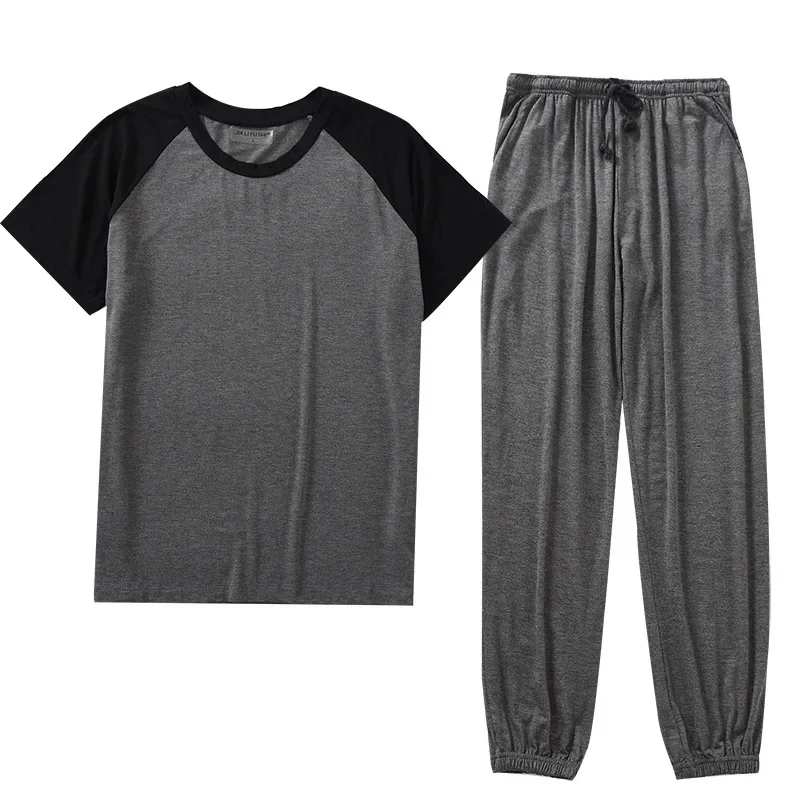 Pijama japonés de primavera y verano para hombre, traje modal, pantalones de manga corta, costuras finas, talla grande, servicio doméstico holgado