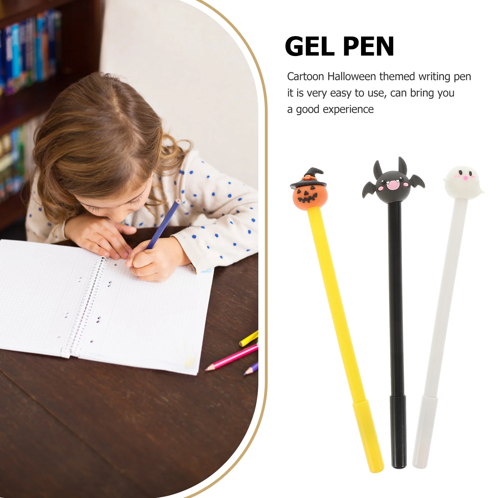 

15 Pcs Halloween Gel Pens Pumpkin Bat Ghost Theme Party Favors Writing Stationery for Students Office Portable Smooth