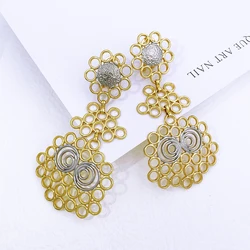 Long Earrings For Women Gold Color Big Drop Earrings Dubai Fashion Jewelry Wedding Party Gift Trending