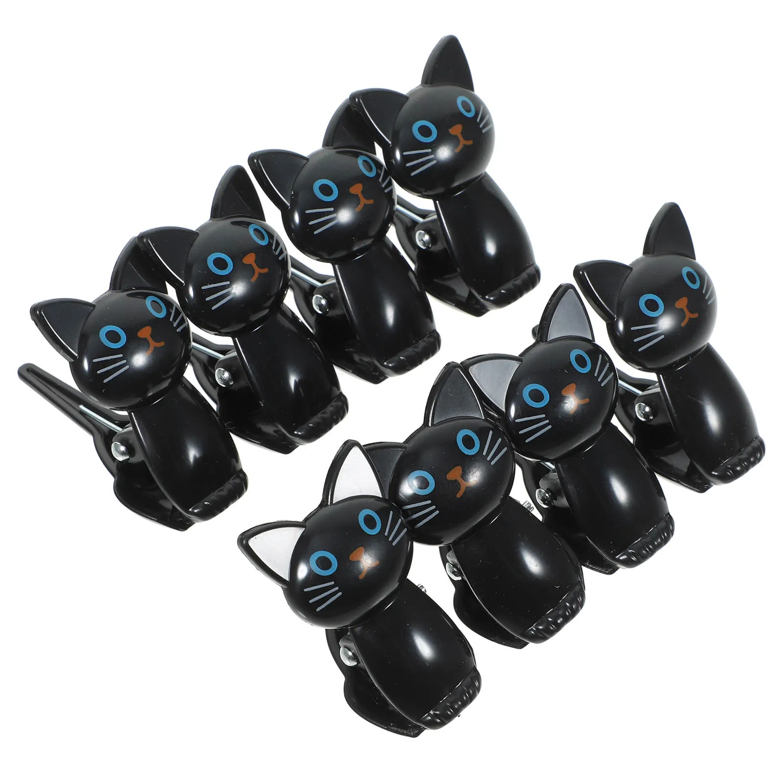 8pcs Gray 3 White 3 Cat Sealing Clips Bag Kitchen Chip Snack Food Storage Reusable Plastic Multipurpose Clamps