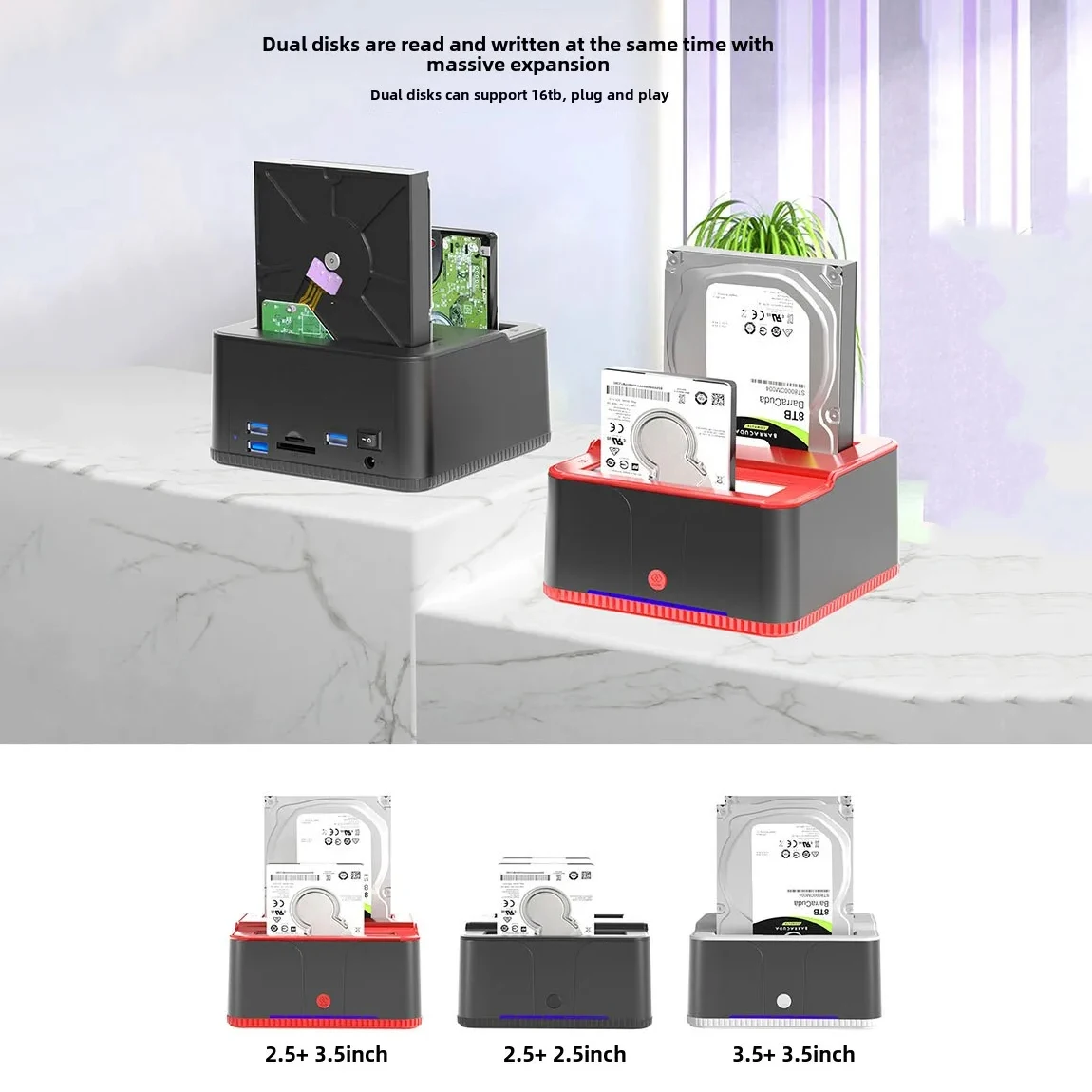 7 IN 1 HDD Docking Station SATA to USB 3.0 อะแดปเตอร์สําหรับ 2.5 3.5 SSD Disk Case HDD กล่อง Dock Hard Drive Docking Station