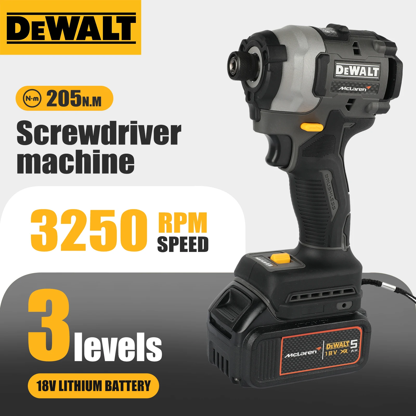 

DEWALT 18VCordless Impact Driver DCF85M:205N.mTorque,3-Speed for Woodworking,Furniture Assembly&Heavy-Duty Screw Fastening Works