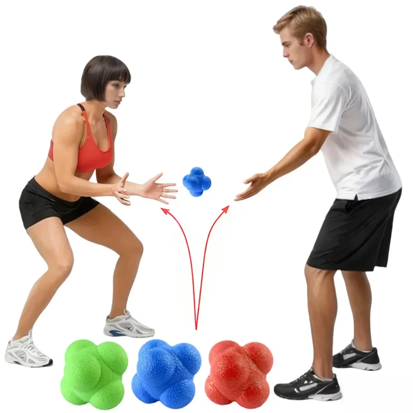 

2/4Pcs Reaction Bounce Balls Hexagon Reaction Ball for Baseball Handball Tennis Training Red Green Blue Reflex Balls Sports Fitn
