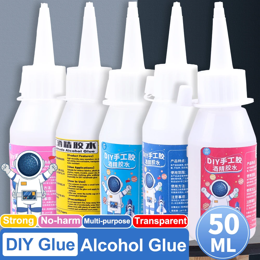 50ml Clear Alcohol Glue Crafting Liquid Contact Adhesive DIY Wood Scrapbooking Paper Plastics Leather Home Kindergarten School