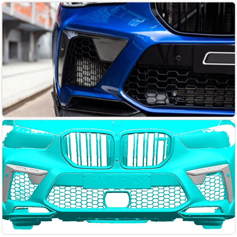 Front Bumper Fog Lamp Fins Vent Trims Decoration For BMW X5M F95 2020-2022 Dry Carbon Fog Bumper Fins Canards Trims