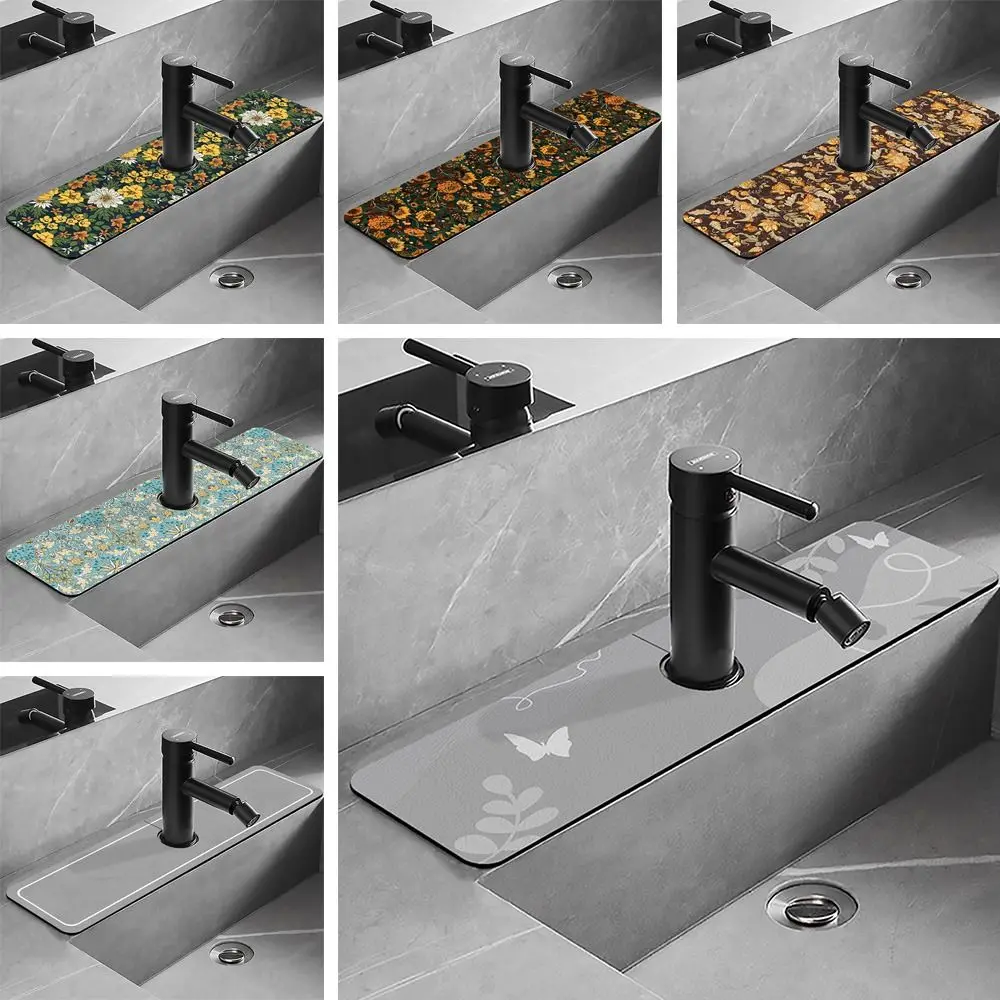 Diatomite Faucet Draining Mat Splash-proof Quick Dry Non-Slip Absorbent Pad Convenient Multifunction Sink Splash Mats