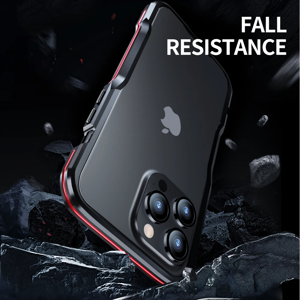 For iPhone 15 Pro Max Armor Case Luxury Metal Frame For iPhone 14 Plus 14 Pro 15 Aluminum Alloy Lightweight Shockproof Bumper