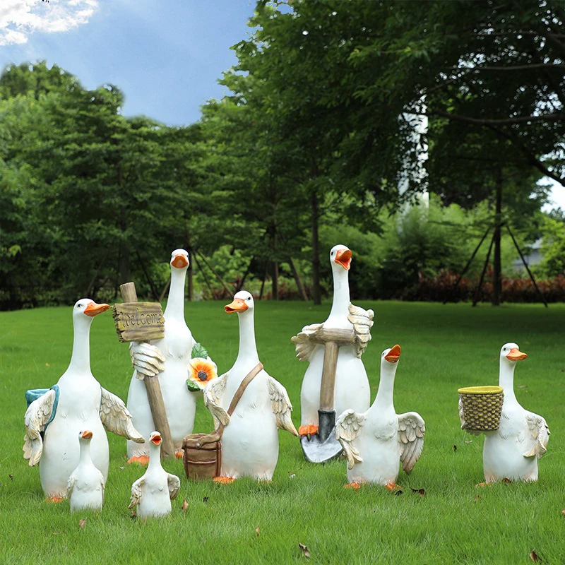 Simulation Duck Courtyard Decoration Landscape Kindergarten Resin Crafts Simulation Animal Cartoon Duck Sculpture Ornaments