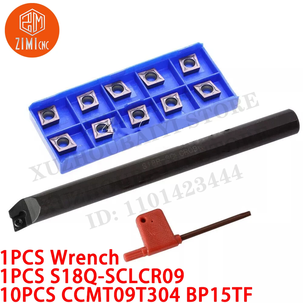 

1 ШТ S18Q-SCLCR09 Внутренний токарный держатель инструмента с внутренним отверстием + 10 ШТ CCMT09T304 BP15TF Твердосплавные пластины с ЧПУ металлорежущие инструменты