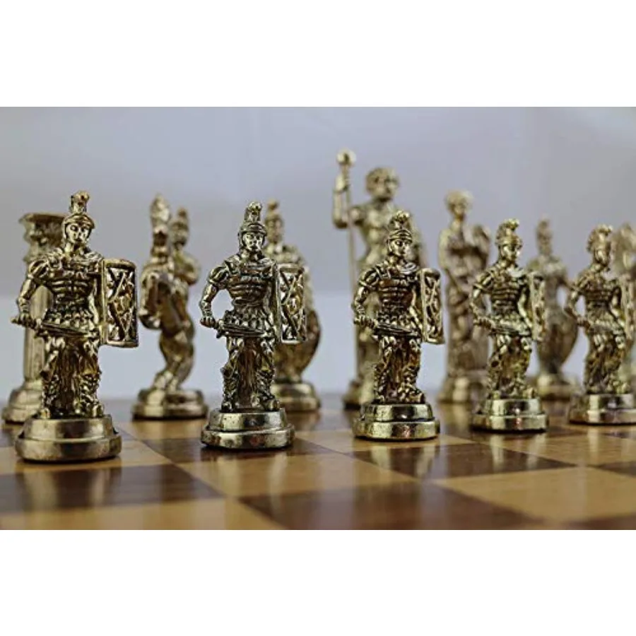 

Historical Handmade Rome Figures Metal Chess Pieces Big Size King 4 Inches for Collectors and Decorative Display in Classic Anc